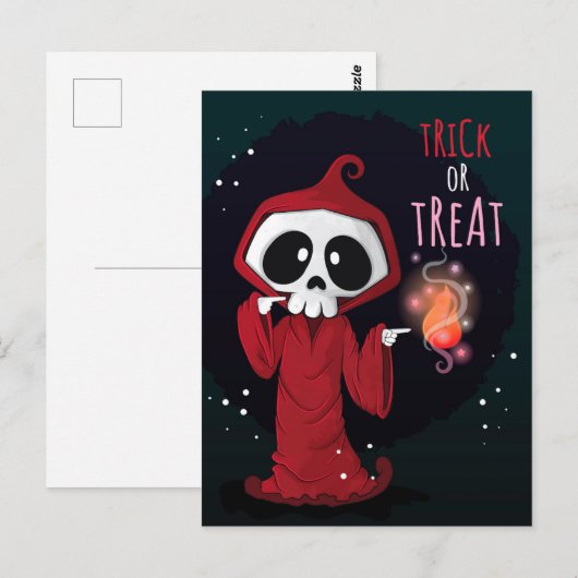 Cute Halloween Hooded Skeleton Briefkaart (Voorkant / Achterkant)