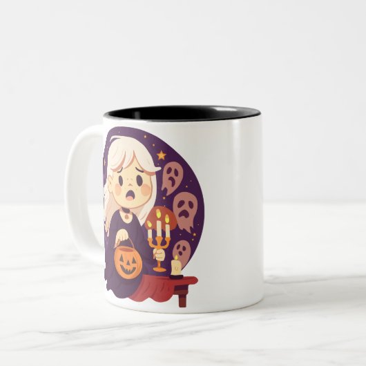 Cute Halloween Horror Witch Mug – Spooky Ghosts & (Devant gauche)