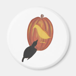 Cute Halloween Jack O'Lantern en Crow Magneet