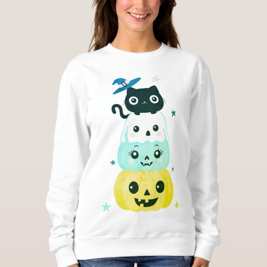 Cute Halloween Kawaii Sweatshirt de caractères (Devant)