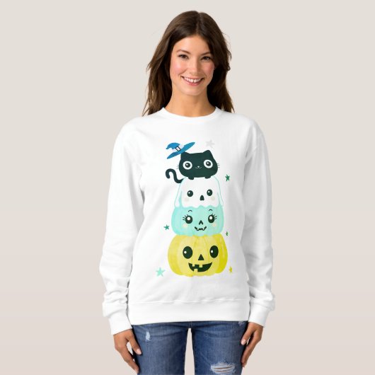 Cute Halloween Kawaii Sweatshirt de caractères (Devant entier)