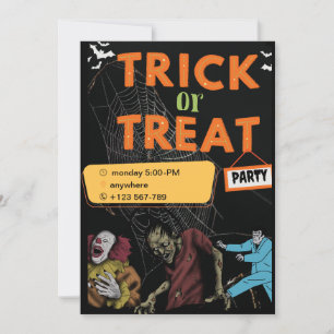 Cute Halloween Kids Birthday Party Invitation Kaart