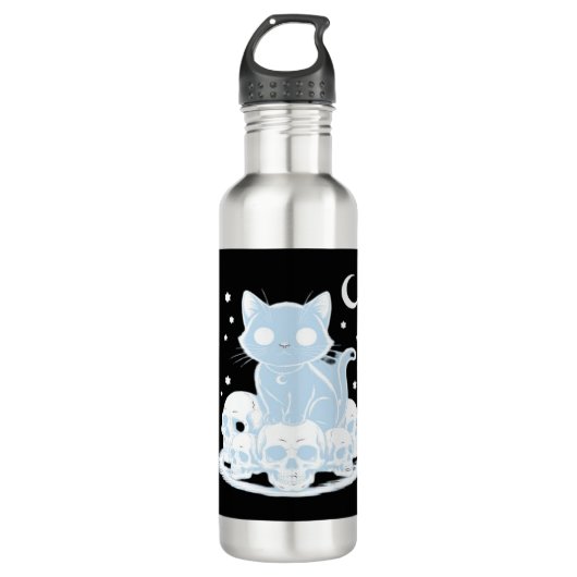 Cute Halloween Kitten Cat Gothic Aesthetic Essenti Waterfles (Voorkant)
