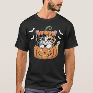 Cute Halloween Kitten in een Pompoen Klassiek T-Sh T-shirt