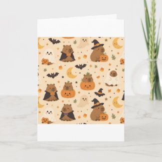 Cute Halloween Kostuum Capybaras Wenskaart Kaart