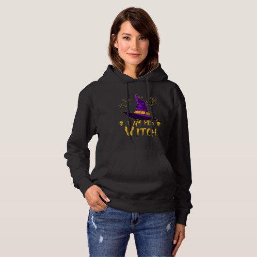 Cute Halloween matching couples i am his Witch Adu Hoodie (Voorkant volledig)