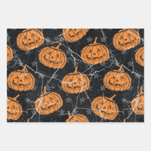 Cute Halloween Mixed Pattern Pumpkin Witch Bats Inpakpapier Vel (Voorkant 2)