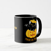 Cute Halloween mok Gepersonaliseerde zwarte kat (Voorkant rechts)