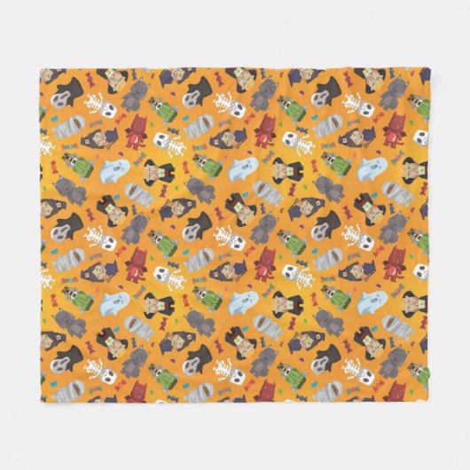 Cute Halloween Monsters Pattern Fleece Deken (Voorkant (Horizontaal))