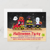 Cute Halloween Monsters Train Invitation (Devant / Derrière)