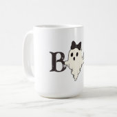 Cute Halloween Mug - "Boo" Ghost avec Bow (Devant gauche)