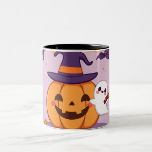 Cute Halloween Mug - Kawaii Citrouille, Fantôme &
