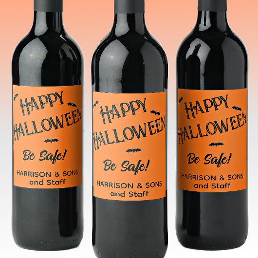 Cute Halloween, Nom, Noir Orange 6 Vins Étiquettes