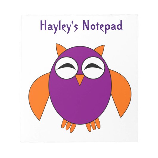 Cute Halloween Owl Customizable Notepad Notitieblok (Voorkant)