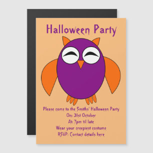 Cute Halloween Owl Magnetic Party nodigt uit Magnetische Uitnodiging