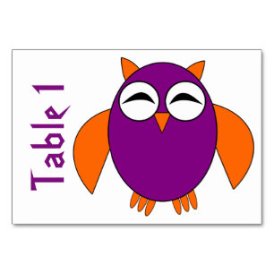 Cute Halloween Owl  Tablecard Kaart