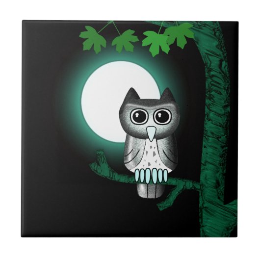 Cute Halloween Owl Tegeltje (Voorkant)