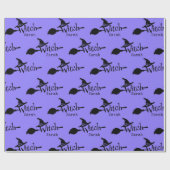 Cute Halloween Paarse Witch Cadeaupapier (Vlak)