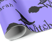 Cute Halloween Paarse Witch Cadeaupapier (Rol Hoek)