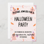 Cute Halloween Party Invitation (Devant / Derrière)