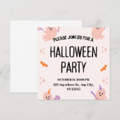 Cute Halloween Party Invitation (Devant / Derrière)