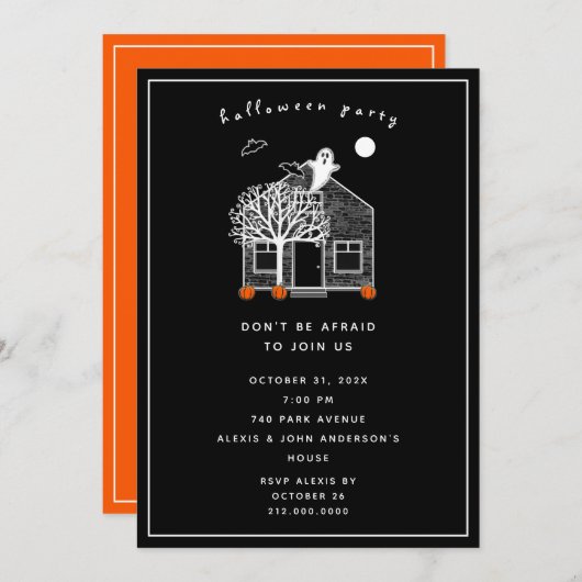 Cute Halloween Party Invitation (Devant / Derrière)