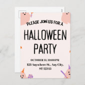 Cute Halloween Party Invitation (Devant / Derrière)