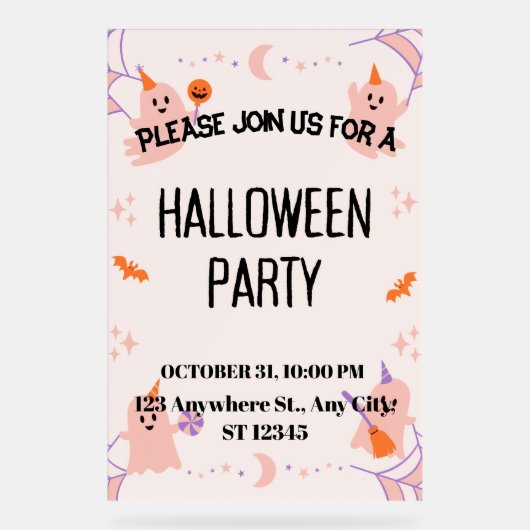 Cute Halloween Party Invitation Acryl Bord (Voorkant)