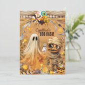Cute Halloween Party Invitation Kaart (Staand voorkant)