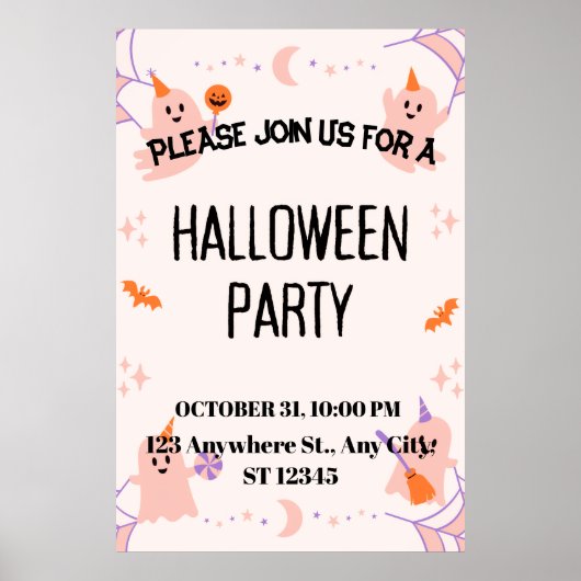 Cute Halloween Party Invitation Poster (Voorkant)