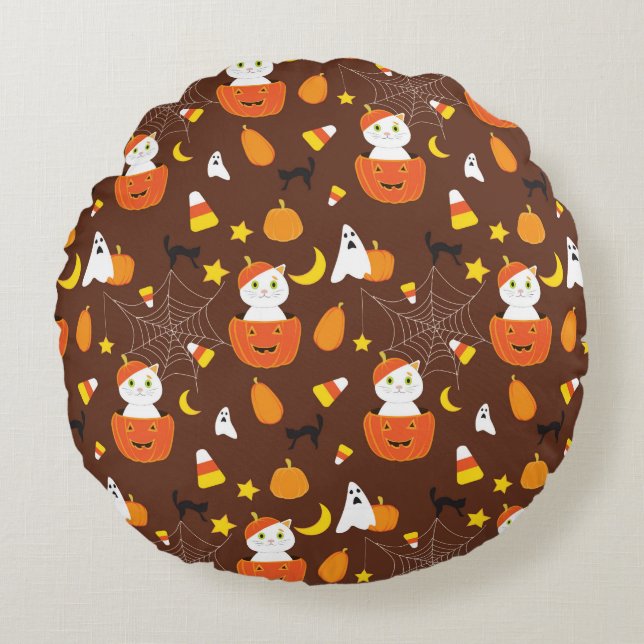 Cute Halloween patroon Rond Kussen (Voorkant)