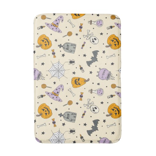 Cute Halloween Pattern Badmat (Voorkant Verticaal)