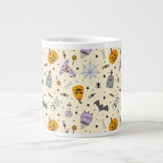 Cute Halloween Pattern Extra Grote Beker (Voorkant)