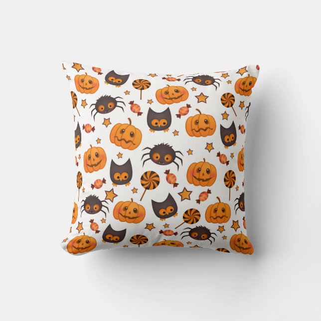 Cute Halloween Pattern Illustratie Kussen (Voorkant)