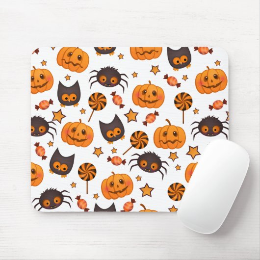 Cute Halloween Pattern Illustratie Muismat (Met muis)