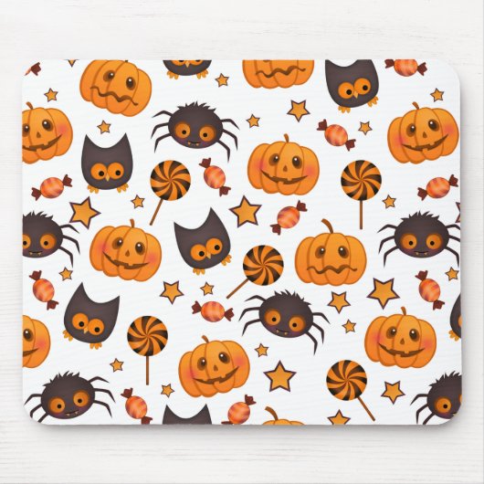 Cute Halloween Pattern Illustratie Muismat (Voorkant)