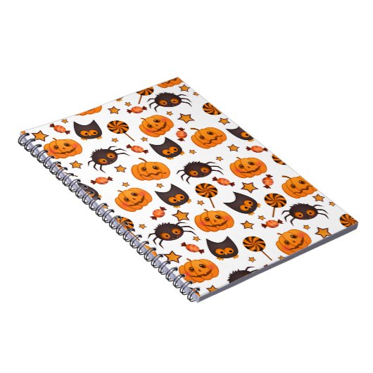 Cute Halloween Pattern Illustratie Notitieboek (Rechterzijde)
