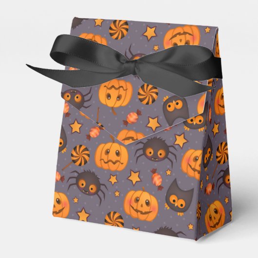 Cute Halloween Pattern Paarse Achtergrond Bedankdoosjes (Voorkant Zijde)