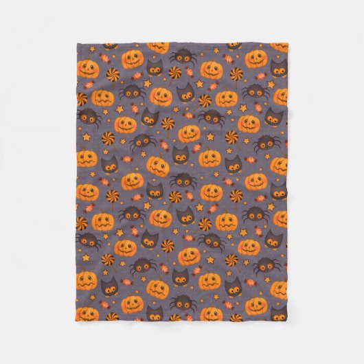 Cute Halloween Pattern Paarse Achtergrond Fleece Deken (Voorkant)