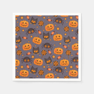 Cute Halloween Pattern Paarse Achtergrond Servet