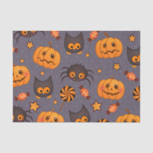 Cute Halloween Pattern Paarse Achtergrond Tissuepapier