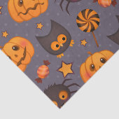 Cute Halloween Pattern Paarse Achtergrond Tissuepapier (Detail)