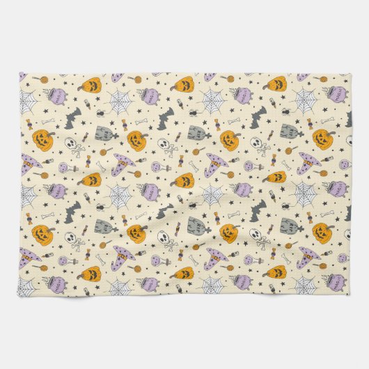 Cute Halloween Pattern Theedoek (Horizontaal)