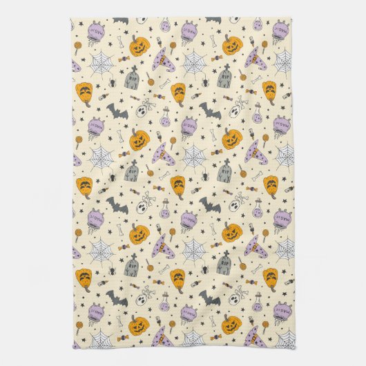 Cute Halloween Pattern Theedoek (Verticaal)
