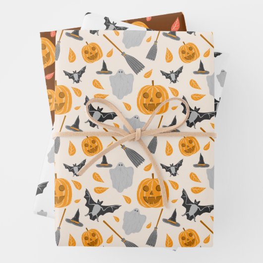 Cute Halloween Pattern Wrapping Paper Sheet Sets. (In situ)