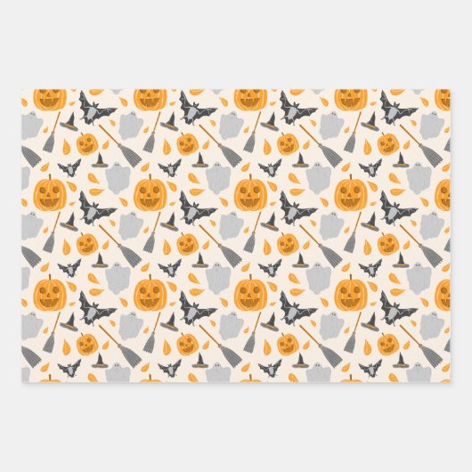 Cute Halloween Pattern Wrapping Paper Sheet Sets. (Voorkant)