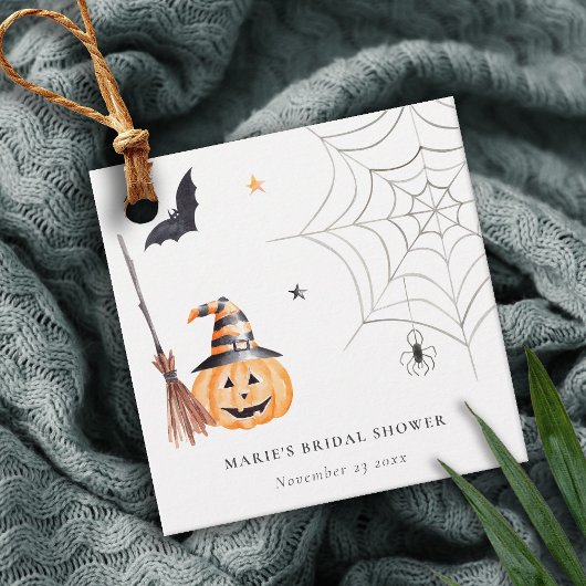 Cute Halloween Pompoen Spinnenweb Bruidsdouche Bedankjes Labels