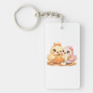 Cute Halloween Pompoen Vogel Paar Sleutelhanger