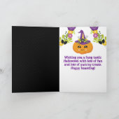 Cute Halloween Pumpkin Floral Greeting Kaart (Binnen)