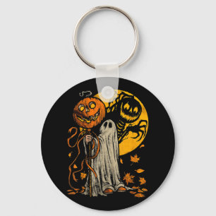 Cute Halloween Pumpkin Ghost Autumn Leaves Graphic Sleutelhanger
